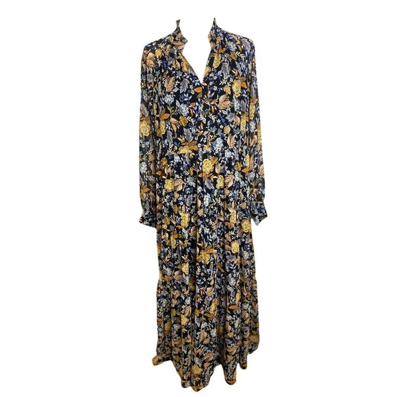 Lucky Brand Floral Maxi Long Sleeve Bohemian Cottagecore Dress XL - Picture 1 of 7